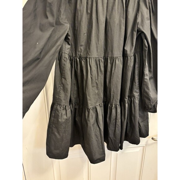 Warehouse Womens Tiered Smock Dress collared ballon Sleeve 100% cotton gothic L - Picture 9 of 10
